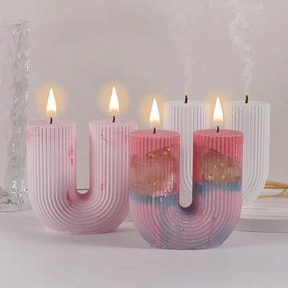 U-Shape & Geometric Silicone Candle Mold – DIY Arch, Cube & Striped Wax Molds for Home Décor & Crafts