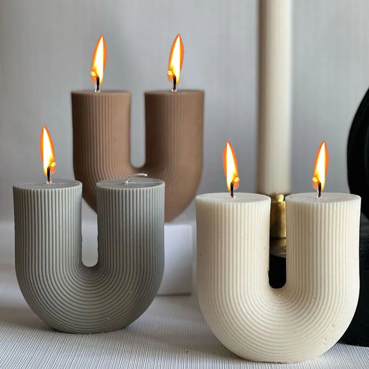 U-Shape & Geometric Silicone Candle Mold – DIY Arch, Cube & Striped Wax Molds for Home Décor & Crafts