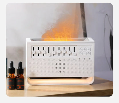 3-in-1 Flame Air Diffuser & Humidifier | Ultrasonic Aromatherapy | 8 White Noise & Bluetooth Music Player