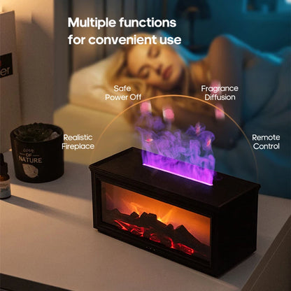Colorful Flame Mini Fireplace Aroma Diffuser – 280ml Air Humidifier with Timer & Remote Control