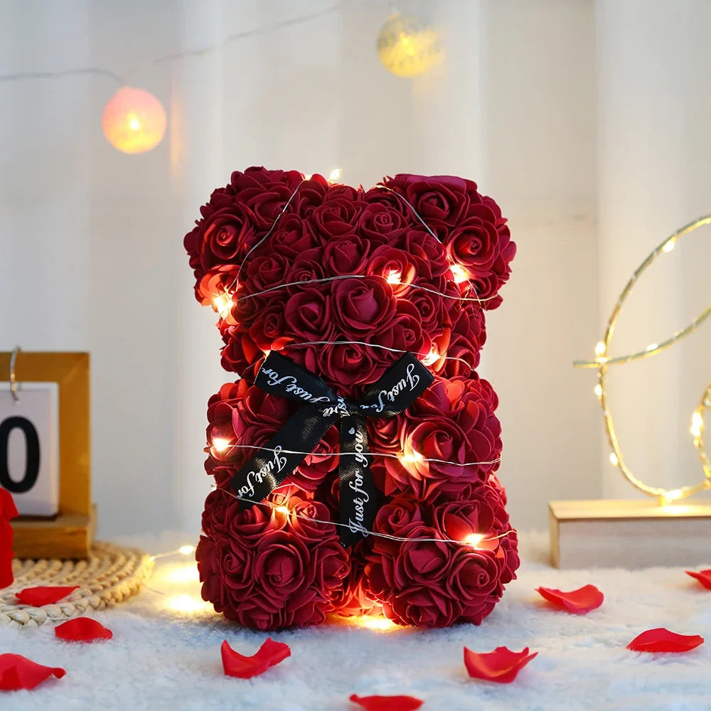 25cm Eternal Rose Teddy Bear – Romantic Gift with Display Box