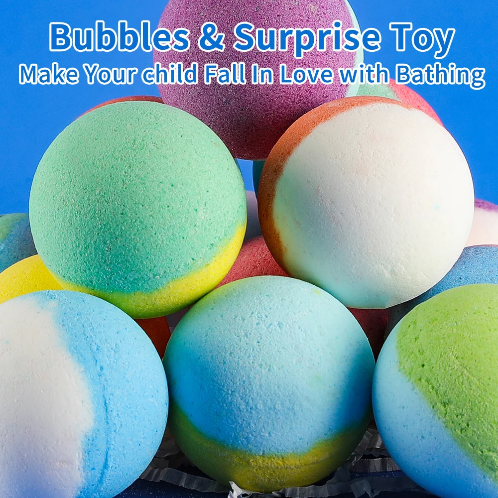 15-Pack Kids Bath Bombs with Surprise Toy Inside – Natural & Organic Bubble Bath Gift Set