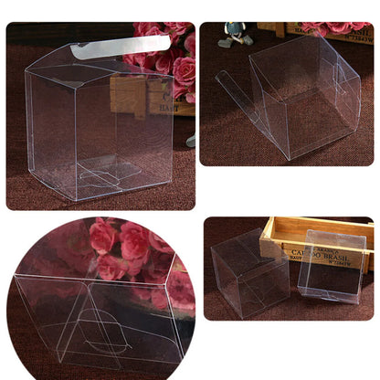 50PCS Clear PVC Gift Boxes – 5x5x5cm Transparent Wedding & Party Favor Packaging