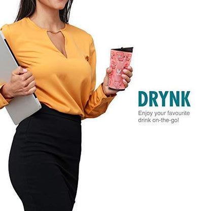Drynk 350 ml 3 in 1 Vacuum Insulated Stainless Steel Gulper and Sipper Water Bottle (Tumbler+Sipper+Gulper) with 2 Cups, Thermos Flask