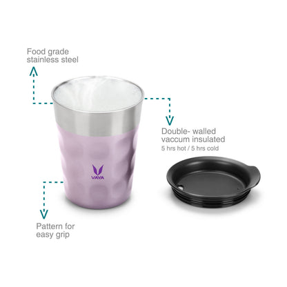 PopCup Stainless Steel Tumbler with Lid, Double Wall Vacuum Insulated Travel Mug, 250ml