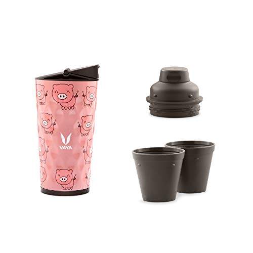 Drynk 350 ml 3 in 1 Vacuum Insulated Stainless Steel Gulper and Sipper Water Bottle (Tumbler+Sipper+Gulper) with 2 Cups, Thermos Flask