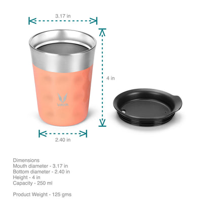 PopCup Stainless Steel Tumbler with Lid, Double Wall Vacuum Insulated Travel Mug, 250ml