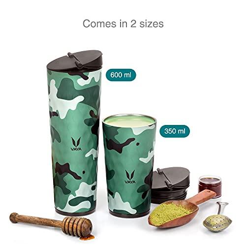 Drynk 350 ml 3 in 1 Vacuum Insulated Stainless Steel Gulper and Sipper Water Bottle (Tumbler+Sipper+Gulper) with 2 Cups, Thermos Flask