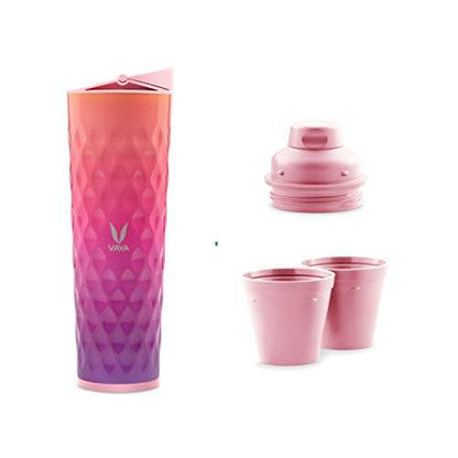 Drynk 3 in 1 Stainless Steel Water Bottle (Tumbler+Sipper+Gulper) with 2 Cups, 600 ml