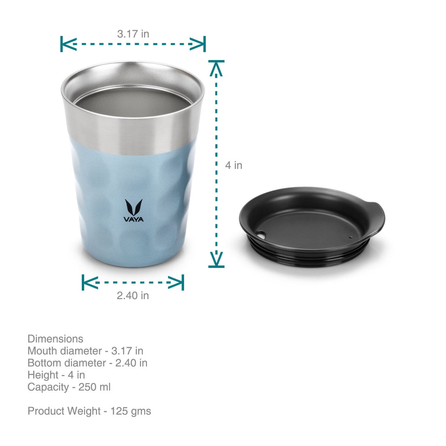 PopCup Stainless Steel Tumbler with Lid, Double Wall Vacuum Insulated Travel Mug, 250ml