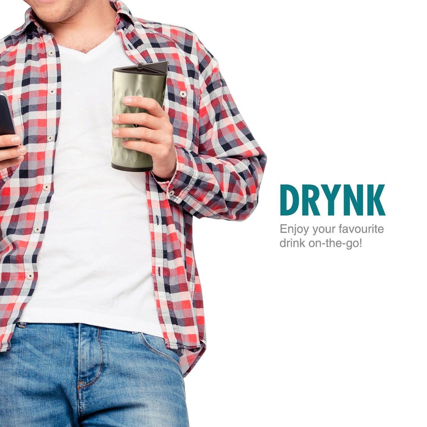 Drynk 350 ml 3 in 1 Vacuum Insulated Stainless Steel Gulper and Sipper Water Bottle (Tumbler+Sipper+Gulper) with 2 Cups, Thermos Flask