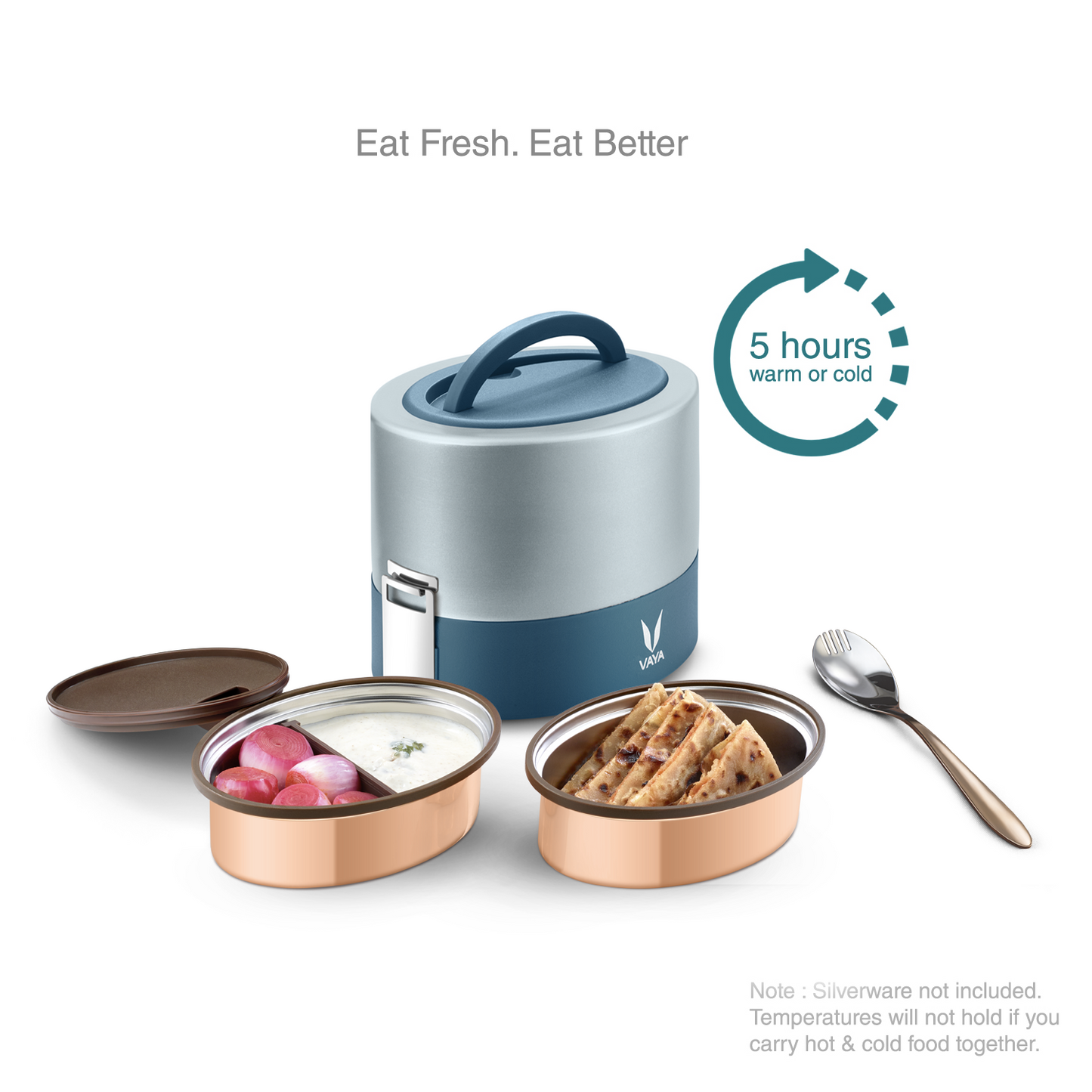 Tyffyn Copper-Finished Stainless Steel Lunch Box, 600 ml, 2 Containers