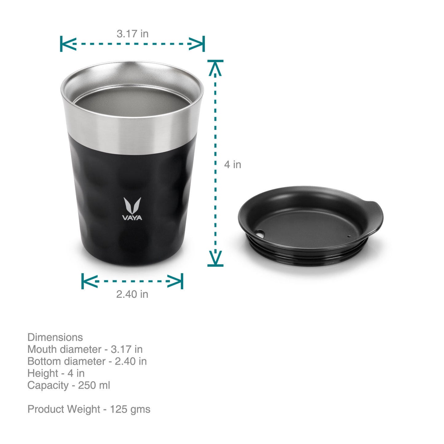 PopCup Stainless Steel Tumbler with Lid, Double Wall Vacuum Insulated Travel Mug, 250ml