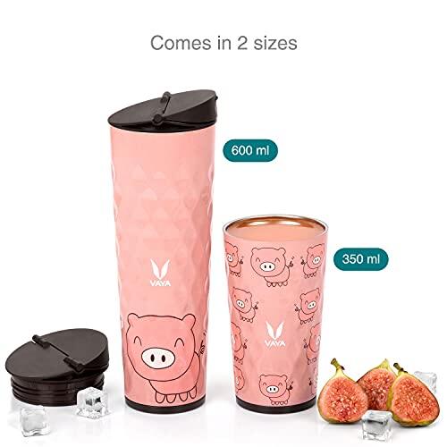 Drynk 350 ml 3 in 1 Vacuum Insulated Stainless Steel Gulper and Sipper Water Bottle (Tumbler+Sipper+Gulper) with 2 Cups, Thermos Flask