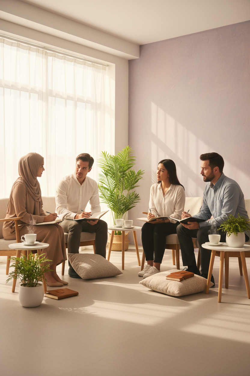 Psychotherapy Sessions - Diverse therapy group